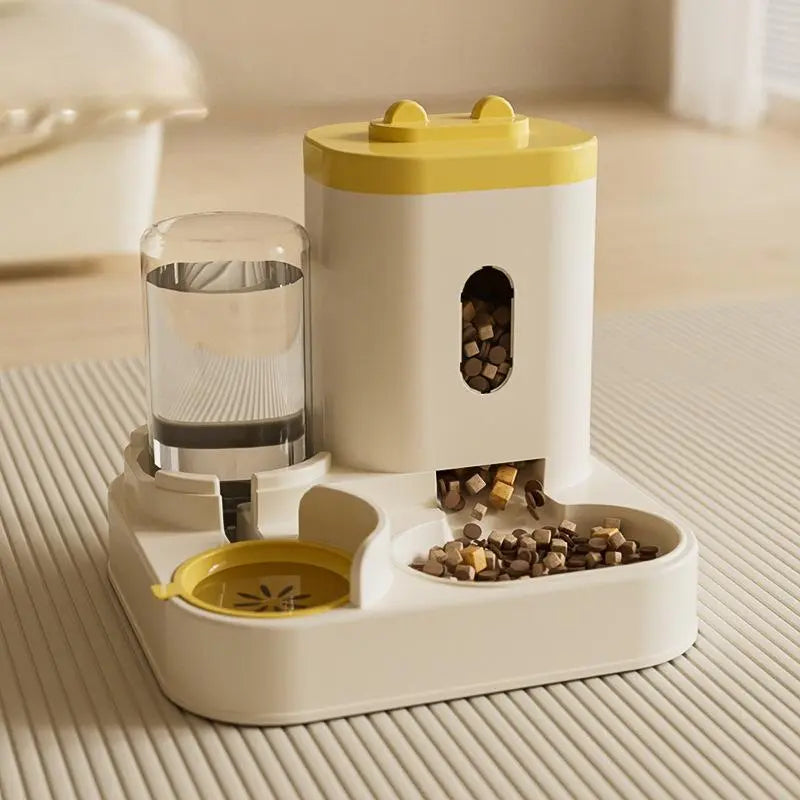 Automatic Cat & Dog Feeder, 2 in 1 Automatic Cat & Dog Feeder & Water Dispenser Combination Kit, Pet Cat & Dog Gravity Feeder, Large Capacity Washable