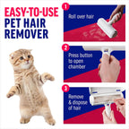 Pet Hair Remover Roller - Dog & Cat Fur Remover with Self-Cleaning Base - Efficient Animal Hair Removal Tool