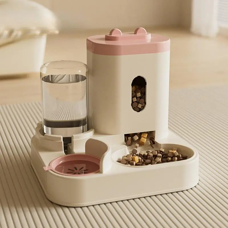 Automatic Cat & Dog Feeder, 2 in 1 Automatic Cat & Dog Feeder & Water Dispenser Combination Kit, Pet Cat & Dog Gravity Feeder, Large Capacity Washable