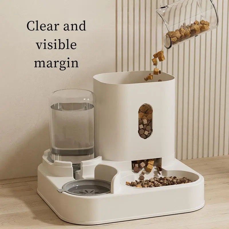 Automatic Cat & Dog Feeder, 2 in 1 Automatic Cat & Dog Feeder & Water Dispenser Combination Kit, Pet Cat & Dog Gravity Feeder, Large Capacity Washable