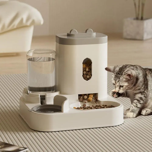 Automatic Cat & Dog Feeder, 2 in 1 Automatic Cat & Dog Feeder & Water Dispenser Combination Kit, Pet Cat & Dog Gravity Feeder, Large Capacity Washable